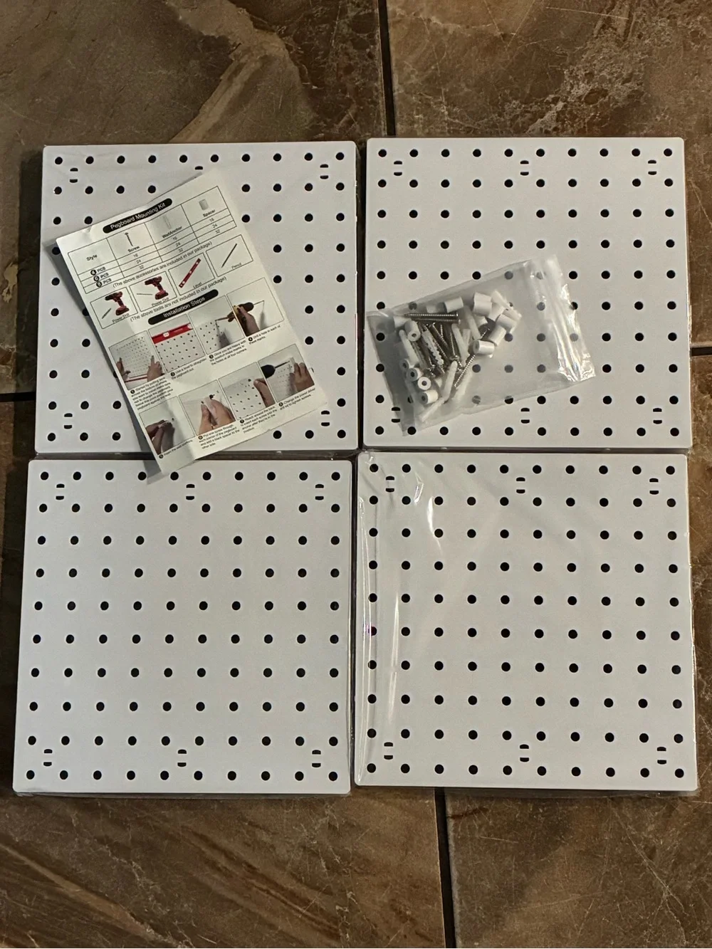 White Pegboard Wall Panels Set for Home Storage & Organization